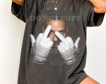 Comfort Colors Drake Mj Glove Middle Finger Graphic Print, Iceman Album Tee
