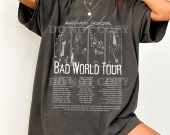Comfort Colors Michael Jackson Bad World Tour T-Shirt Concert Dates Graphic Tee