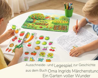 Min trädgård full av underverk – Klipp och matcha-spel för barn | Utskrivbart trädgårdsspel | Pysselspel | Mormor Ingrids sagostund