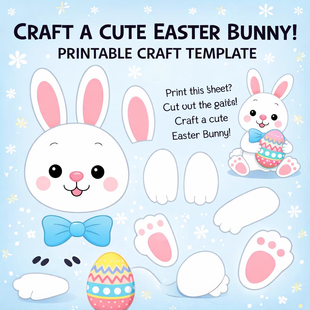 Easter Bunny Craft Printable | Kids Easter Craft Template | Cut and ...