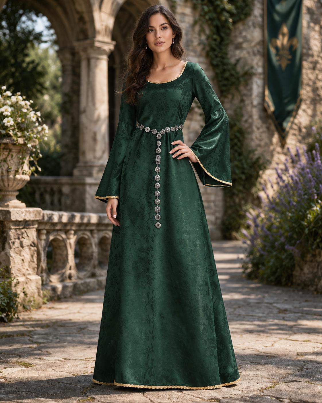 green emerald velvet dress Renaissance Dress in Envy | Jade Green Irish Victorian Gothic Corset Gown main image 1