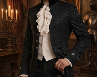 Medieval Nobleman Costume,Renaissance Aristocrat Outfit,Victorian Prince Shirt with Ruffle,Historical FantasyCostume,Royal Gentleman Cosplay