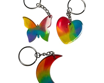 Rainbow Pride Keychains | Resin Butterfly Heart Moon Keyrings