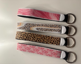 Customizable Wristlet Keychains: Leopard, Marble, Heart Print and more!