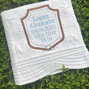 Gepersonaliseerde cowboyhoed met koord | Aangepaste naamdeken |  Douchecadeau pasgeboren baby | Geboortestatus