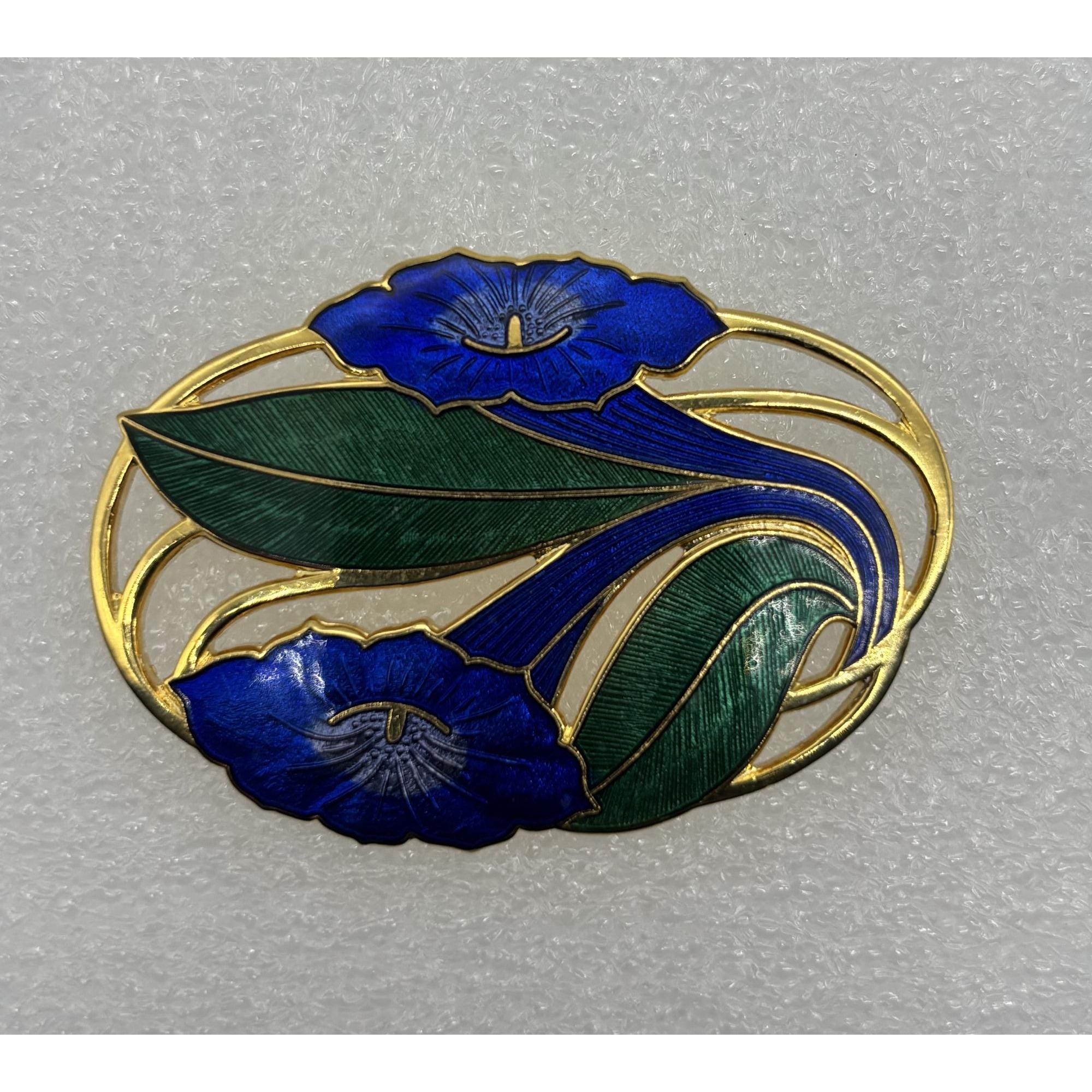 Blue Enamel Flower Brooch Vintage - Etsy