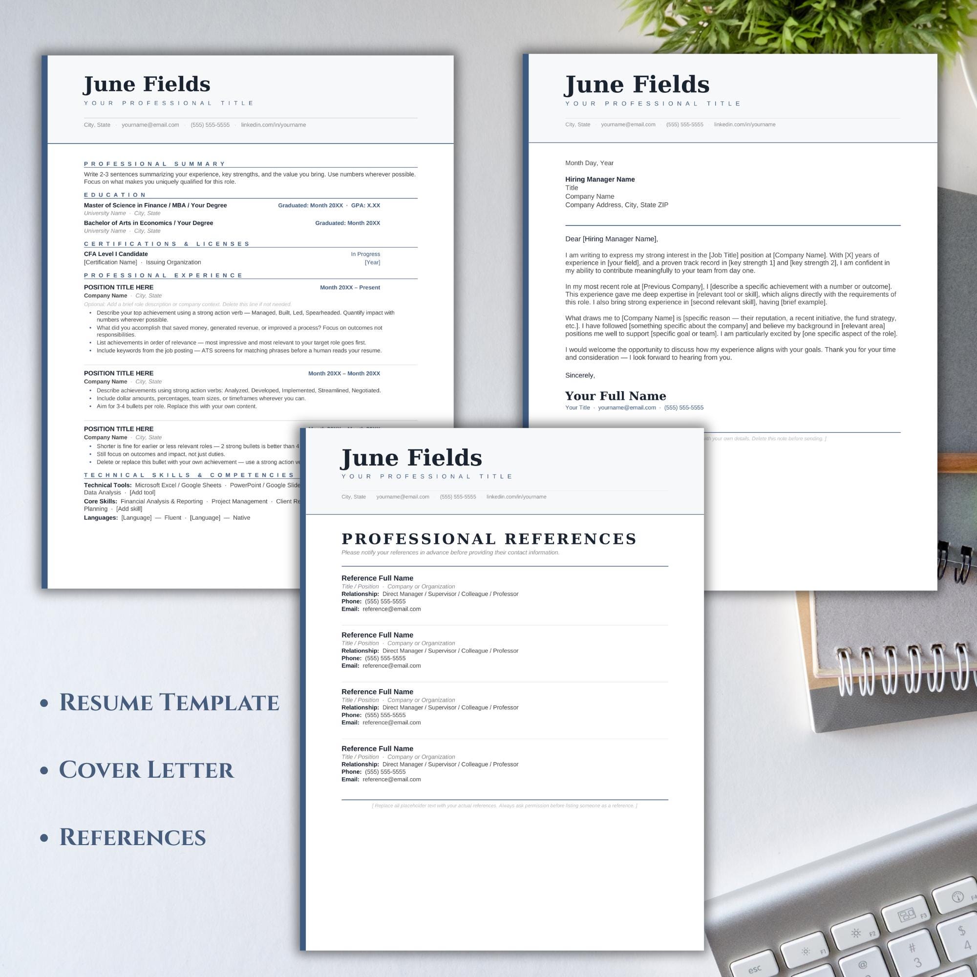 ATS Friendly Resume Template Bundle | Professional Resume Cover Letter ...