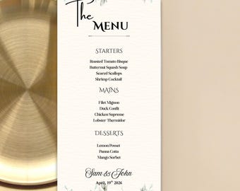 Floral Dinner Menu Template | Botanical Birthday/Wedding Menu (Digital Download)