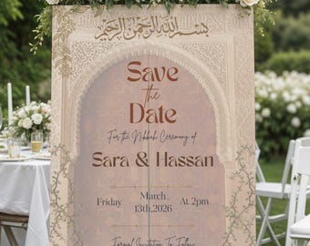 Nikkah Save the Date Template | Islamic Wedding Ceremony Invitation (Digital Download)
