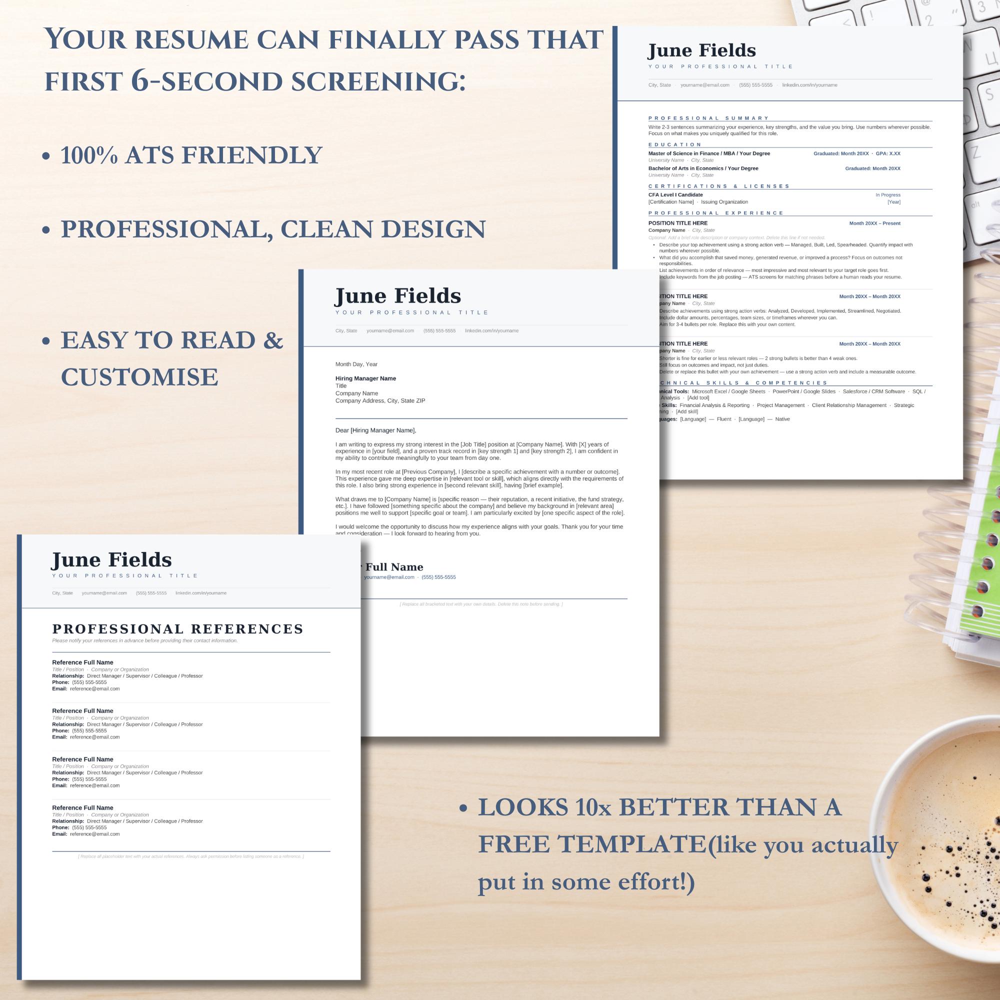 ATS Friendly Resume Template Bundle | Professional Resume Cover Letter ...