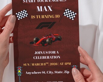 Formula 1 Birthday Invitation Template | Race Car Party Invite (Digital Download)