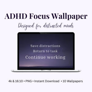 ADHD Wallpaper for Focus & Productivity | Minimalist Desktop Background 4K | Neurodivergent Study Motivation | Digital Download Laptop
