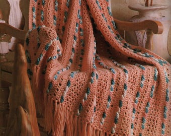 Island Breeze Afghan - Vintage Crochet Pattern, Textured Lace Blanket (Digital Download)