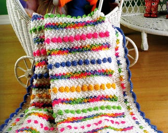 Cotton Candy Afghan - Vintage Crochet Pattern, Textured Lace Blanket (Digital Download)
