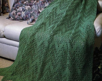 Filet Ripple Afghan - Vintage Crochet Pattern, Reversible Lace Blanket (Digital Download)