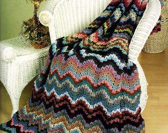 Florentine Bargello Afghan - Vintage Crochet Pattern, Colorwork Blanket (Digital Download)