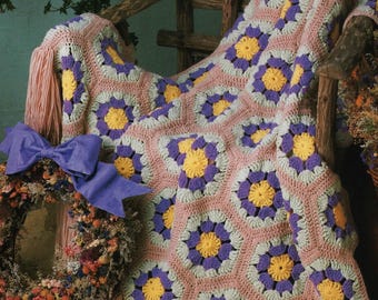 Posy Perfect Afghan - Crochet Pattern, Joined Motif Scrap Blanket (Digital Download)