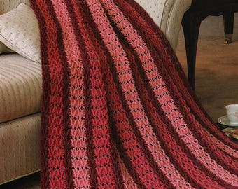 Zigzag Stripes Afghan - Vintage Crochet Pattern, Textured Strips Blanket (Digital Download)