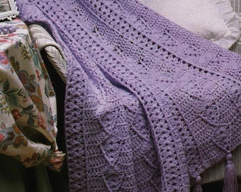 Lovely Lace Afghan - Vintage Crochet Pattern, Textured Lace Blanket (Digital Download)