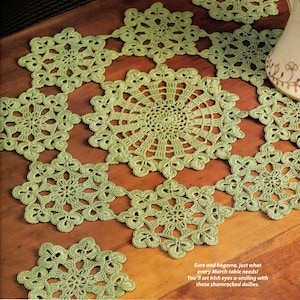 Tapetes de trébol - Patrón de encaje de crochet, decoración navideña (descarga digital)