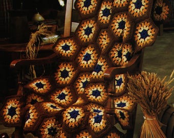 Autumn Fields Afghan - Crochet Pattern, Granny Square Scrap Blanket (Digital Download)