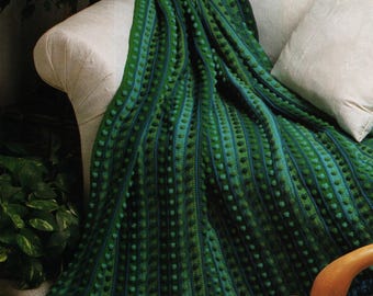 Polka Dot Patch Afghan - Vintage Crochet Pattern, Textured Strips Blanket (Digital Download)