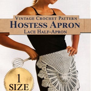 Hostess Apron - Vintage Crochet Lace Half-Apron Pattern (Digital Download)