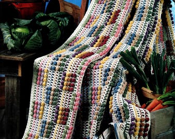 Cabbages in a Row Afghan - Vintage Crochet Pattern, Textured Lace Blanket (Digital Download)