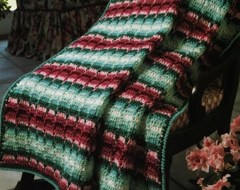 Cozy Comfort Afghan - Vintage Crochet Pattern, Textured Colorwork Blanket (Digital Download)