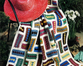 Garden Pathway Afghan - Crochet Pattern, Joined Motif Scrap Blanket (Digital Download)