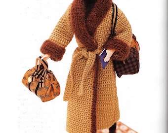 Barbie's Classic Camel Coat - Vintage Crochet Pattern, Fashion Doll Glamour Jacket (Digital Download)