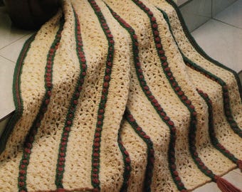 Rosebuds in Rows Afghan - Vintage Crochet Pattern, Textured Lace Blanket (Digital Download)