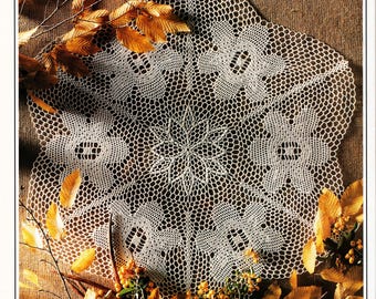 White Poppies Doily - Vintage Crochet Lace Pattern, Mandala, Place Mat, Home Decor (Digital Download)
