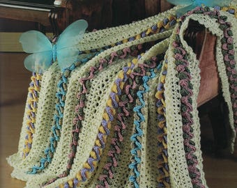 Butterfly Wings Afghan - Vintage Crochet Pattern, Textured Lace Blanket (Digital Download)