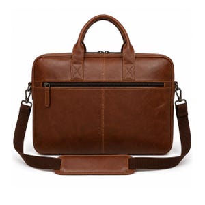 Pasta executiva personalizada em couro de búfalo, estilo mensageiro vintage para laptop, bolsa de ombro masculina.