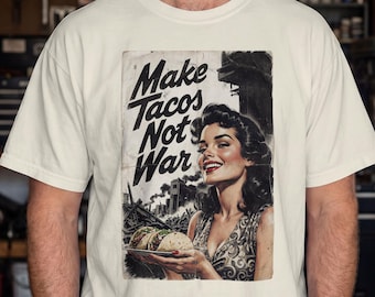 Machen Sie Tacos nicht Krieg T-Shirt | Retro 70er Jahre Vintage Poster Stil
