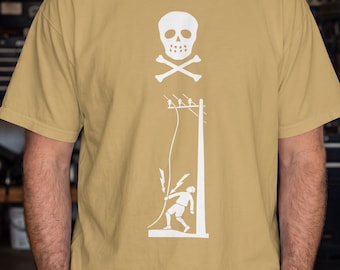 High Voltage Skull & Lightning T-shirt | Industrial Warning Sign Graphic