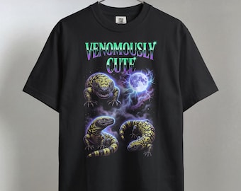 T-shirt Gila Monster / Grafica di una lucertola fantascientifica retrò, stile grunge Y2K
