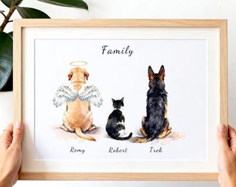 Regalo conmemorativo para mascotas, retrato familiar de mascota a partir de una foto, impresión personalizada del Puente Arcoíris en memoria de una mascota, en recuerdo de un perro o gato.