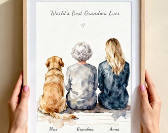 Regalo para la abuela, Día de la Madre, Lámina personalizada para abuela y nieta, Regalo de la nieta, Cumpleaños de la abuela