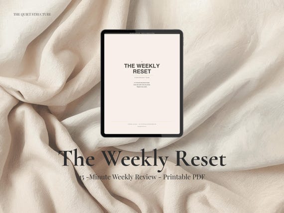 Weekly Reset Planner Printable PDF – Minimalist 15-Minute Weekly Review Template | Instant Download