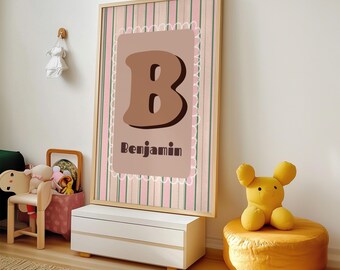 Decoración infantil minimalista con nombre de dinosaurio personalizado para bebé niño (descarga digital)