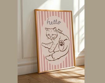 Retrato de gato personalizado, póster de mascota dibujado a mano (descarga digital)
