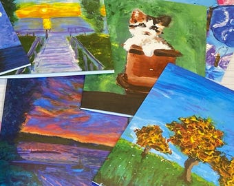 Pack mystère de plusieurs cartes – vierges pour toutes les occasions | Oeuvre d'art originale | Orientation portrait