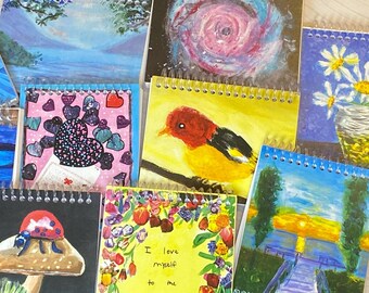 Pack mystère pour carnet de notes - Carnets de notes vierges | Oeuvre d'art originale | Bureau | Cadeaux pour fête