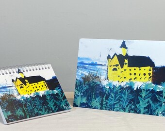 Ensemble carte de voeux et carnet Castle Art - Oeuvres d'art originales de la forêt en hiver