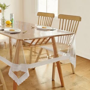 Mantel de PVC transparente / Cubierta de mesa impermeable / Protector de mesa transparente / Mantel rectangular / Cubierta de mesa lavable / Decoración de mesa