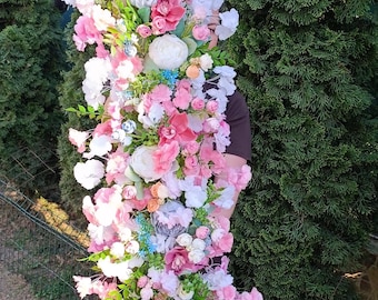 Guirnalda floral de 1,95 m / Decoración para fondo de bodas / Arreglo floral artificial / Accesorio para fotos / Decoración para eventos