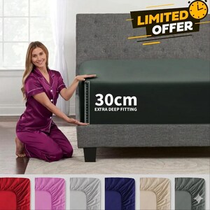 30cm Extra Deep Fitted Sheet | Soft Brushed Microfiber Hotel Bedding | Polycotton Fitted Sheet for Thick Mattress UK Sizes