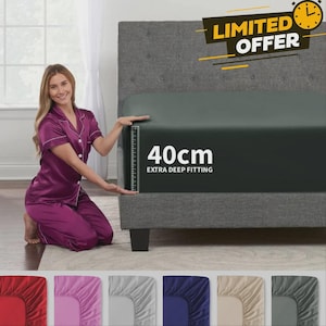 40cm Extra Deep Fitted Sheet | Soft Brushed Microfiber Hotel Bedding | Polycotton Fitted Sheet for Thick Mattress UK Sizes